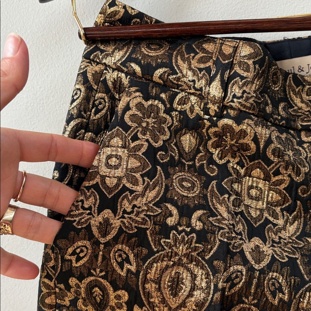 Paul & Joe Brocade Black and Gold Cropped Pants - Picture 5 of 14